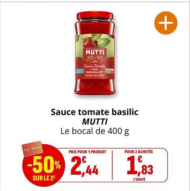 Sauce tomate basilic MUTTI Le bocal de 400 g