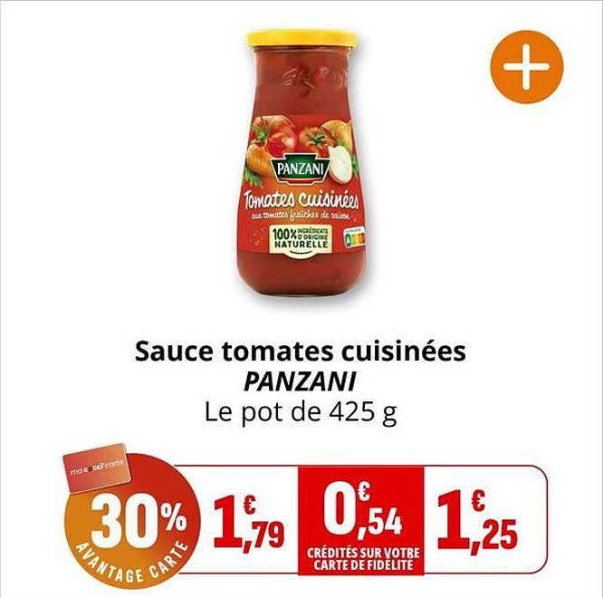 Sauce tomates cuisinées PANZANI Le pot de 425 g