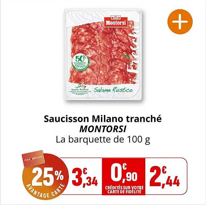 Saucisson Milano tranché MONTORSI La barquette de 100 g