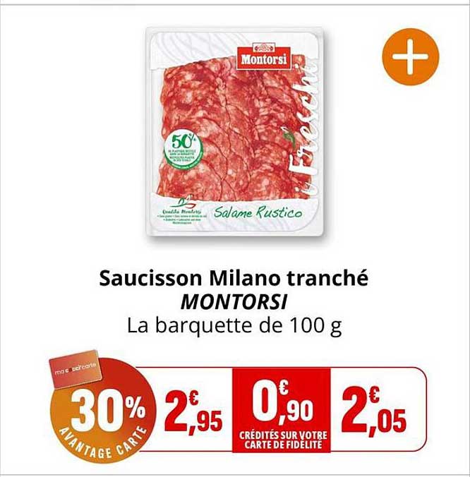 Saucisson Milano tranché MONTORSI La barquette de 100 g