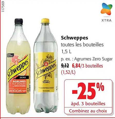 Schweppes toutes les bouteilles 1,5 L