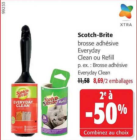 Scotch-Brite brosse adhésive Everyday Clean ou Refill p. ex. : Brosse adhésive Everyday Clean