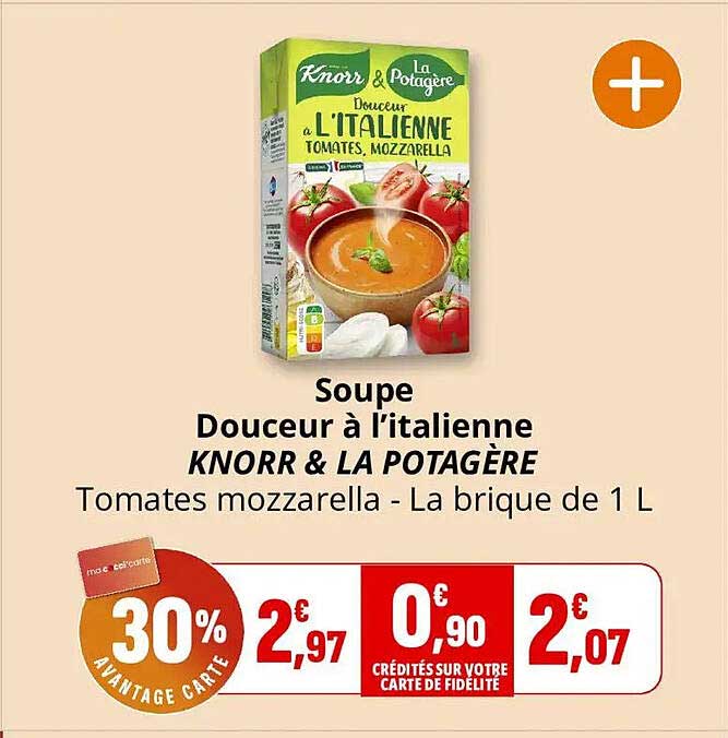 Soupe Douceur à l'italienne KNORR & LA POTAGERE Tomates mozzarella - La brique de 1 L