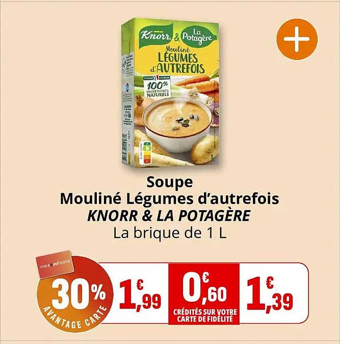 Soupe Mouliné Légumes d'autrefois KNORR & LA POTAGÈRE La brique de 1 L