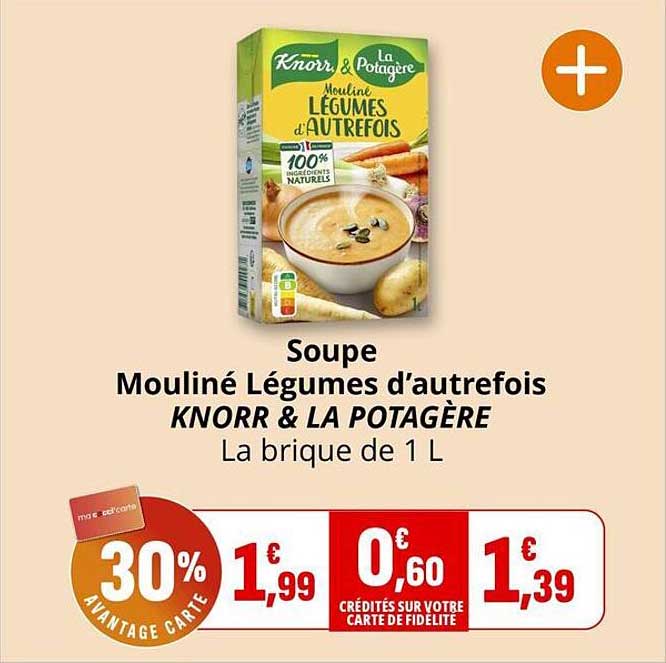Soupe Mouliné Légumes d’autrefois KNORR & LA POTAGÈRE La brique de 1 L