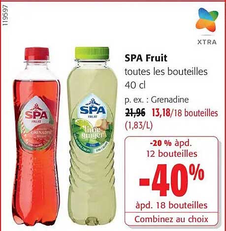 SPA Fruit toutes les bouteilles 40 cl p. ex. : Grenadine