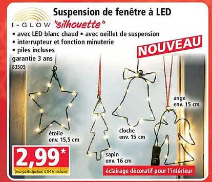 Suspension de fenêtre à LED I-GLOW "silhouette"
