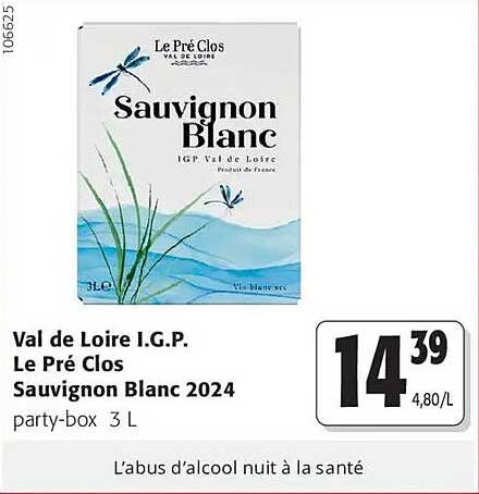 Val de Loire I.G.P. Le Pré Clos Sauvignon Blanc 2024 party-box 3 L
