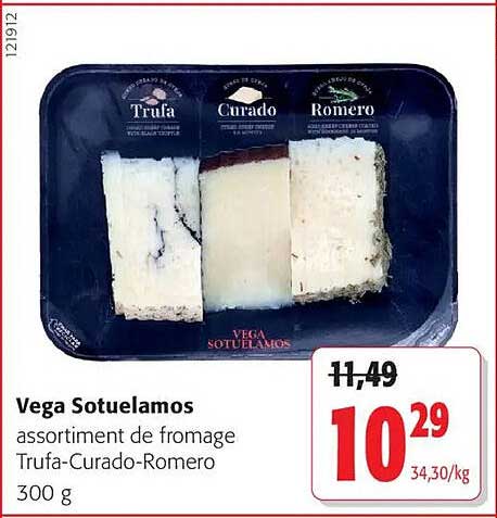 Vega Sotuelamos assortiment de fromage Trufa-Curado-Romero 300 g