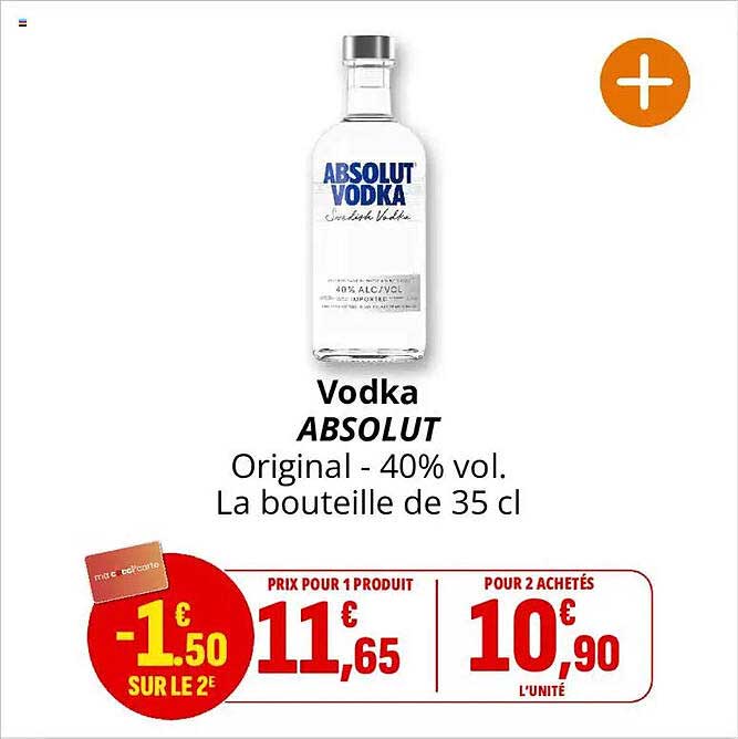Vodka ABSOLUT Original - 40% vol. La bouteille de 35 cl