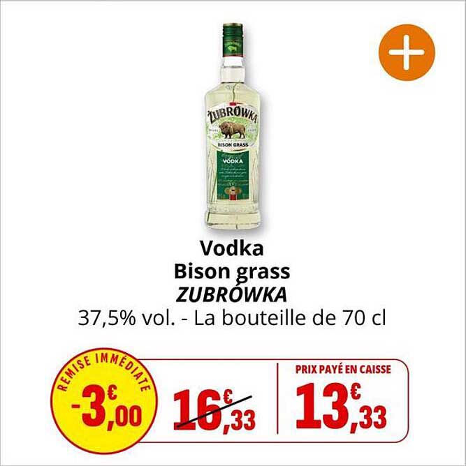 Vodka Bison grass ZUBROWKA 37,5% vol. - La bouteille de 70 cl