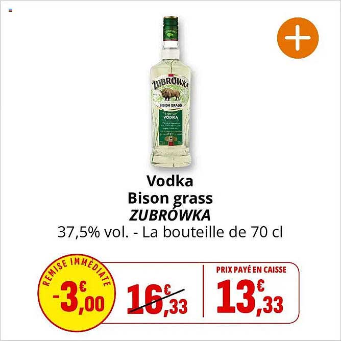 Vodka Bison grass ZUBROWKA 37,5% vol. - La bouteille de 70 cl