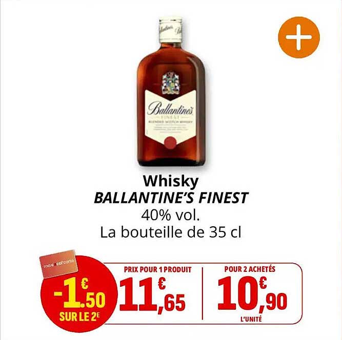 Whisky BALLANTINE'S FINEST 40% vol. La bouteille de 35 cl