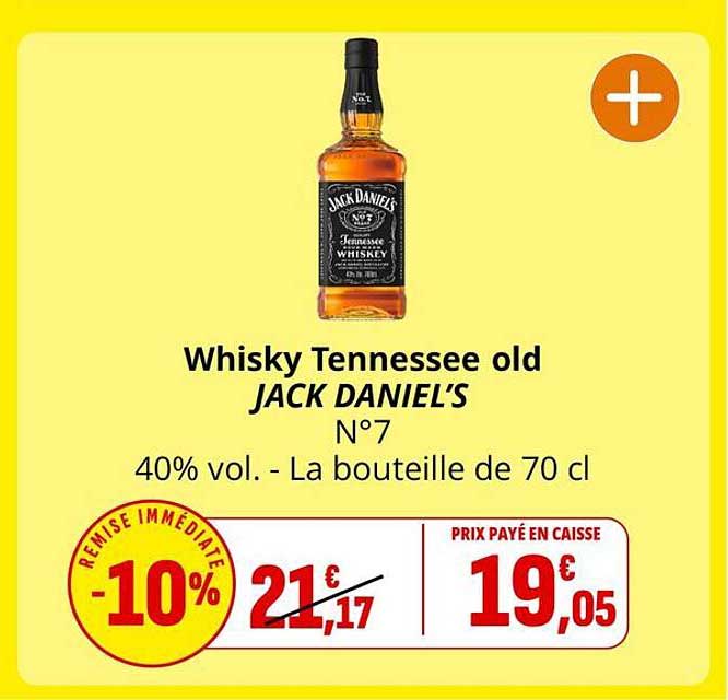 Whisky Tennessee old JACK DANIEL'S N°7 40% vol. - La bouteille de 70 cl