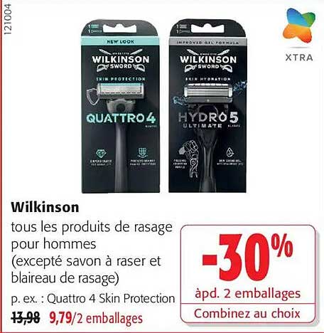 Wilkinson tous les produits de rasage pour hommes (excepté savon à raser et blaireau de rasage)