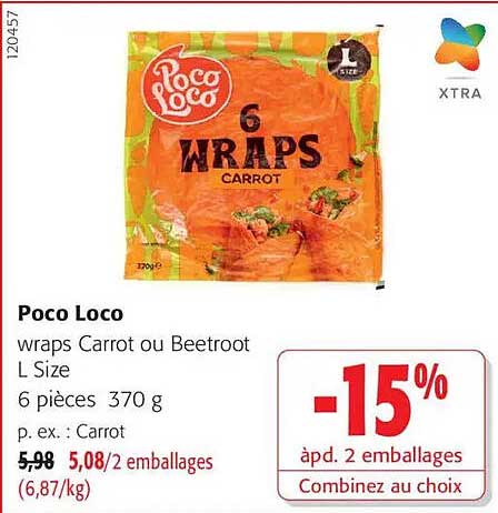 wraps Carrot ou Beetroot L Size 6 pièces 370 g