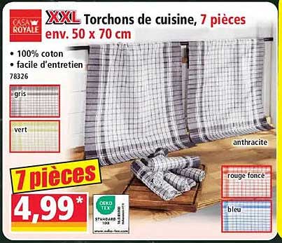 XXL Torchons de cuisine, 7 pièces env. 50 x 70 cm