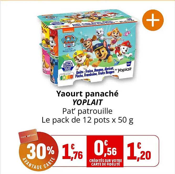 Yaourt panaché YOPLAIT Pat’ patrouille Le pack de 12 pots x 50 g