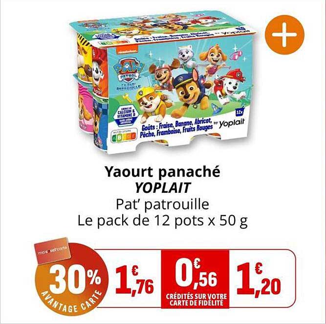 Yaourt panaché YOPLAIT Pat’ patrouille Le pack de 12 pots x 50 g