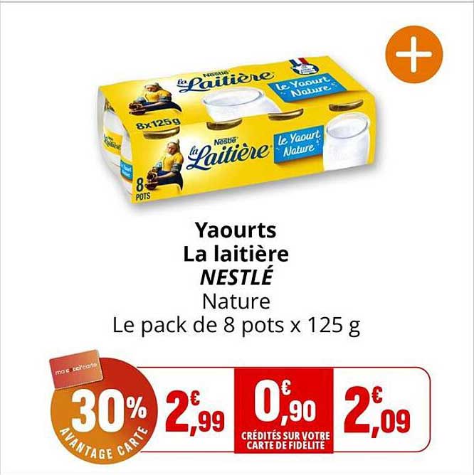 Yaourts La laitière NESTLÉ Nature Le pack de 8 pots x 125 g