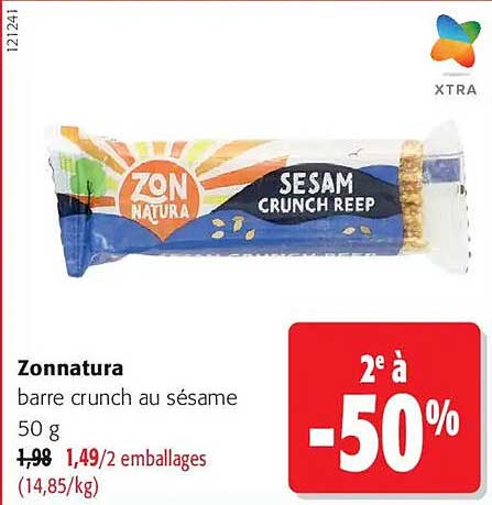 Zonnatura barre crunch au sésame 50 g