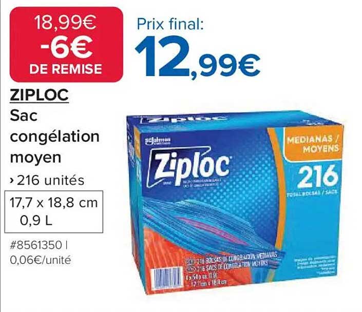 ZIPLOC  
Sac congélation moyen  