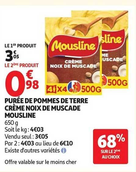 PURÉE DE POMMES DE TERRE CRÈME NOIX DE MUSCADE MOUSLINE