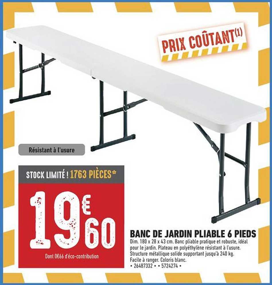 BANC DE JARDIN PLIABLE 6 PIEDS