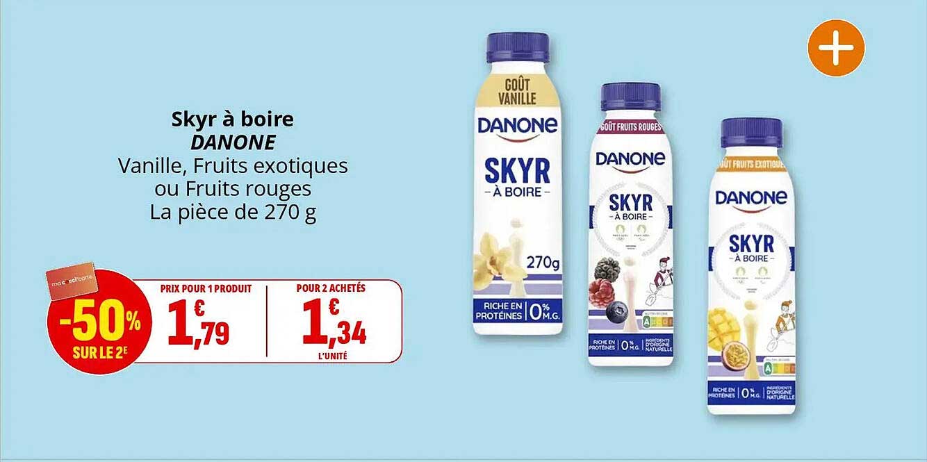 Skyr à boire DANONE Vanille, Fruits exotiques ou Fruits rouges La pièce de 270 g