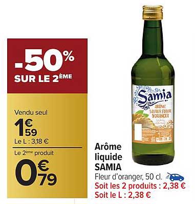 Arôme liquide SAMIA Fleur d’oranger, 50 cl