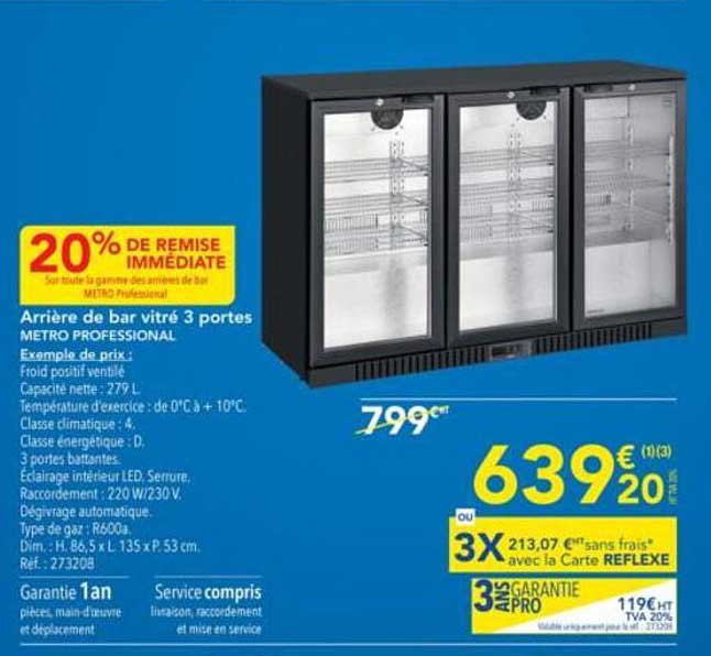 Arrière de bar vitré 3 portes METRO PROFESSIONAL