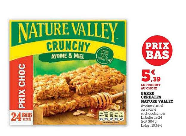 BARRE CEREALES NATURE VALLEY Avoine et miel