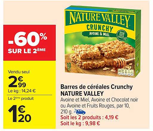 Barres de céréales Crunchy NATURE VALLEY