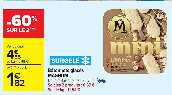 Bâtonnets glacés MAGNUM Double Noisette