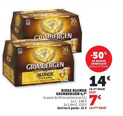 BIERE BLONDE GRIMBERGEN 6,7°