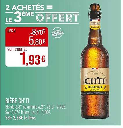 Bière Ch'ti – 2 ACHETÉS = LE 3ÈME OFFERT