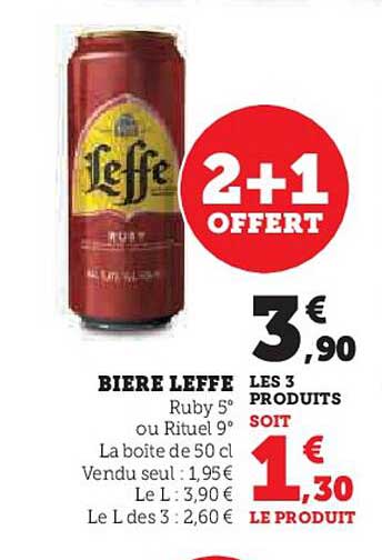 Bière Leffe Ruby 5° ou Rituel 9°