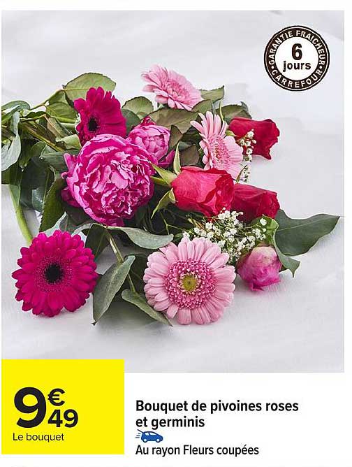 Bouquet de pivoines roses et germinis