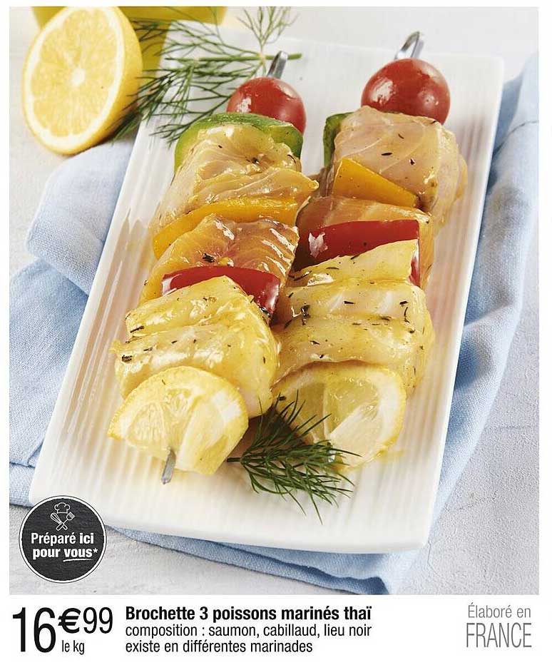Brochette 3 poissons marinés thaï