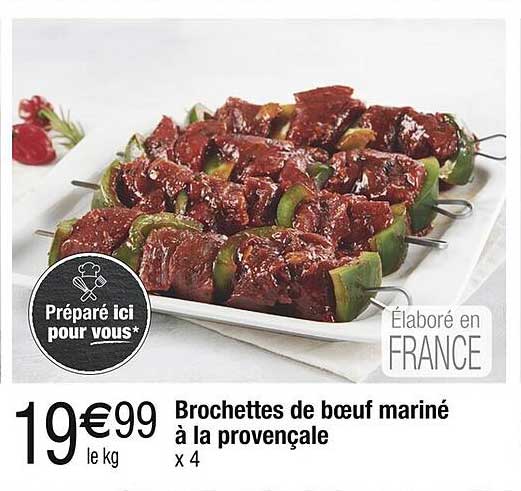 Brochettes de bœuf mariné à la provençale x 4