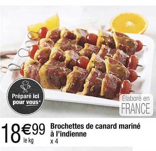 Brochettes de canard mariné à l’indienne