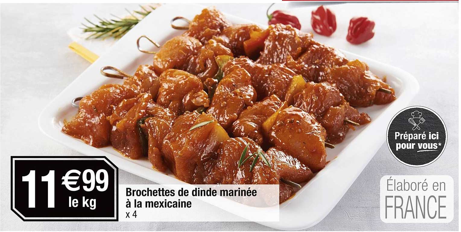 Brochettes de dinde marinée à la mexicaine x 4