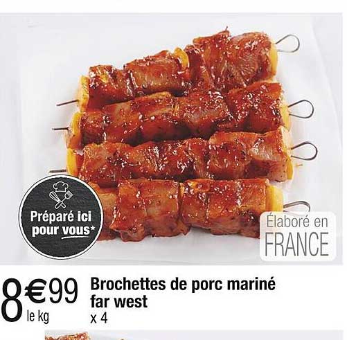 Brochettes de porc mariné far west