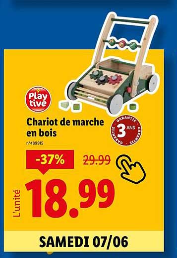 Chariot de marche en bois