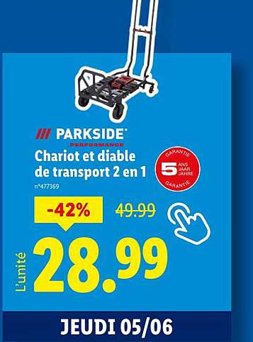 Chariot et diable de transport 2 en 1