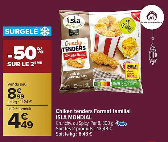 Chiken tenders Format familial ISLA MONDIAL