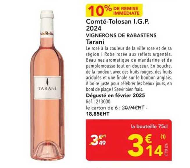 Comté-Tolosan I.G.P. 2024 - VIGNERONS DE RABASTENS Tarani