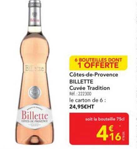 Côtes-de-Provence BILLETTE Cuvée Tradition - 6 bouteilles dont 1 offerte