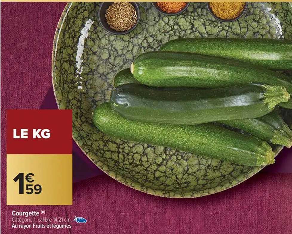 Courgette (n) Catégorie 1, calibre 14/21 cm au rayon Fruits et légumes