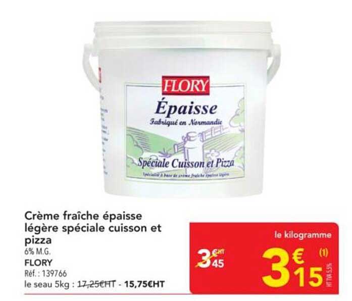 Crème fraîche épaisse légère spéciale cuisson et pizza
